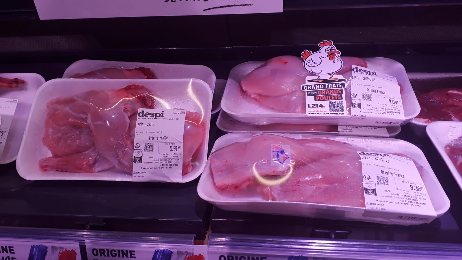 L214 grand frais barquette