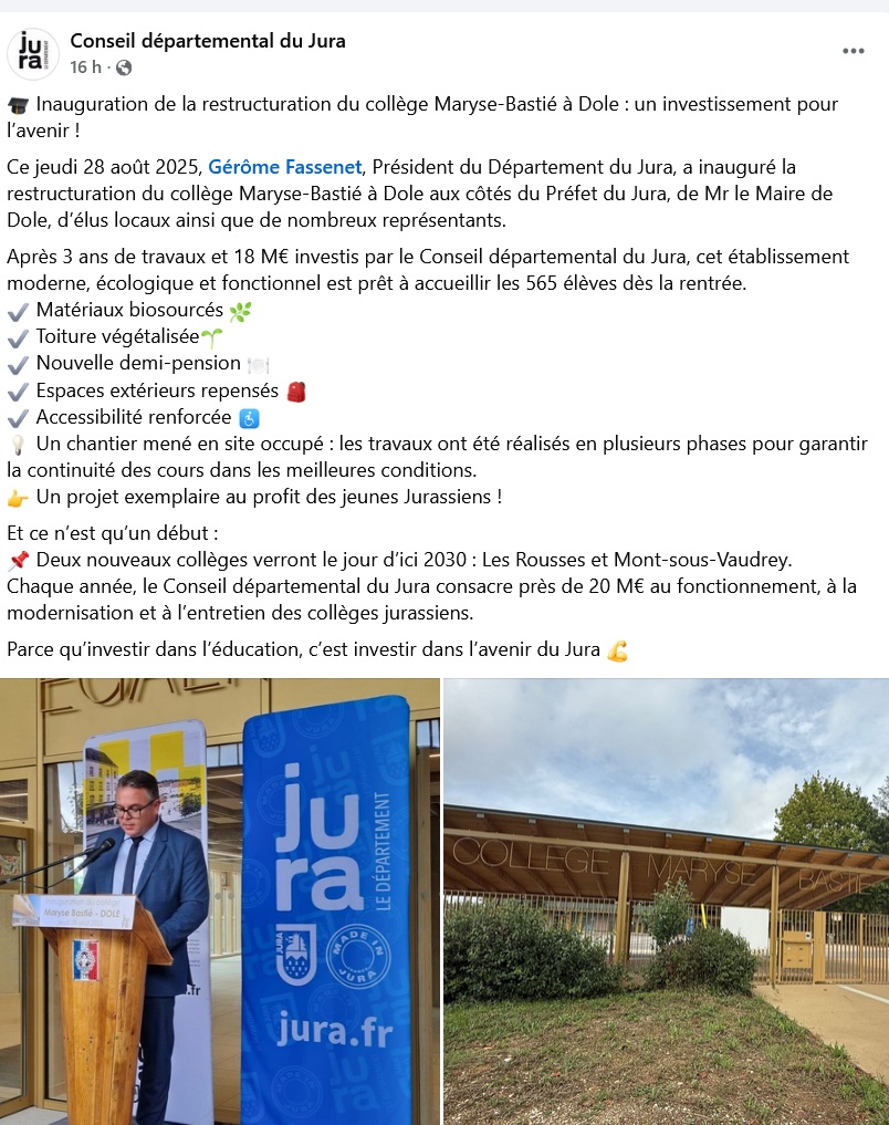 facebook departement jura college bastie