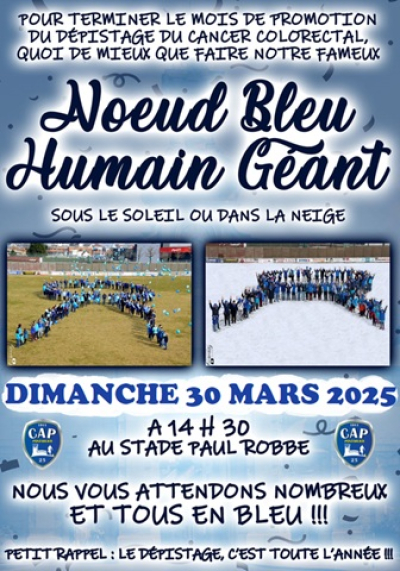 Pontarlier / Mars bleu : noeud bleu g&eacute;ant humain ce dimanche &agrave; Paul Robbe