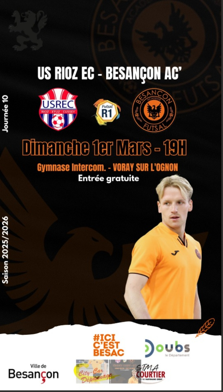 Le Besan&ccedil;on Acad&eacute;mie Futsal en d&eacute;placement &agrave; Rioz