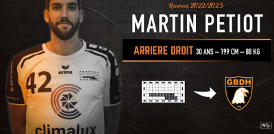 Martin Petiot, 1&egrave;re recrue du Grand Besan&ccedil;on Doubs Handball