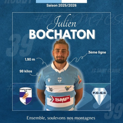 Rugby / Recrutement : Julien Bochaton rejoint le FC Saint-Claude