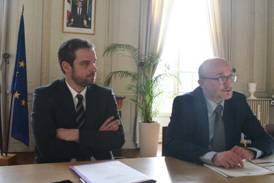 R&eacute;mi Bastille ( Pr&eacute;fet du Doubs). Laurent Quinet (Dr d&eacute;partemental de la Banque de France) 
