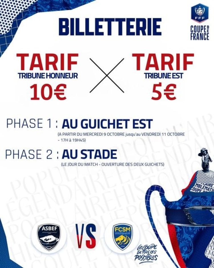 Coupe de France : la billeterie est ouverte pour le match Besançon Espérance - FC Sochaux Montbéliard