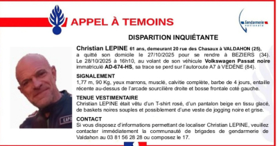 Disparition inqui&eacute;tante &agrave; Valdahon : appel &agrave; t&eacute;moins