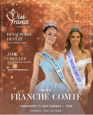 Miss Franche-Comt&eacute; 2026 : Jade Cholley et Miss France Hinaupol Dev&egrave;ze pour remettre l&rsquo;&eacute;charpe