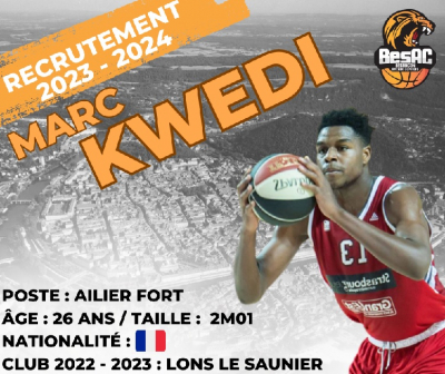 Basket / N1M : une septi&egrave;me recrue pour le BesAC en provenance de Lons-le-Saunier