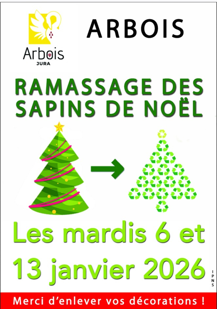 Arbois : dernier ramassage des sapins ce mardi 13 janvier