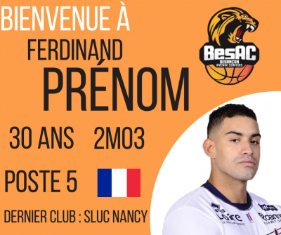 Basket : Ferdinand Pr&eacute;nom rejoint le Besac