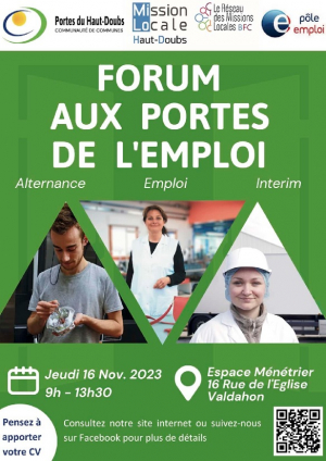 Plus de 30 interlocuteurs au forum de l’emploi de la CC des Portes du Haut-Doubs