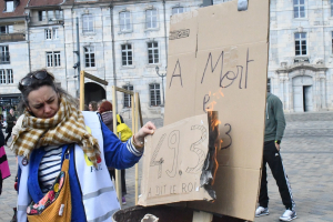 Besançon : les opposants à la réforme des retraites ont brûlé leurs cartes d’électeurs