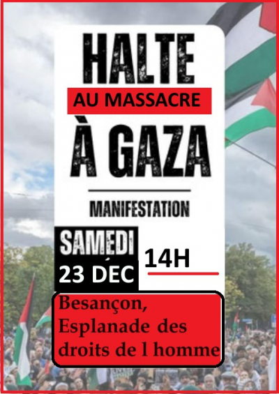 Besan&ccedil;on : &laquo; Halte aux massacres &agrave; Gaza et en Cisjordanie &raquo;
