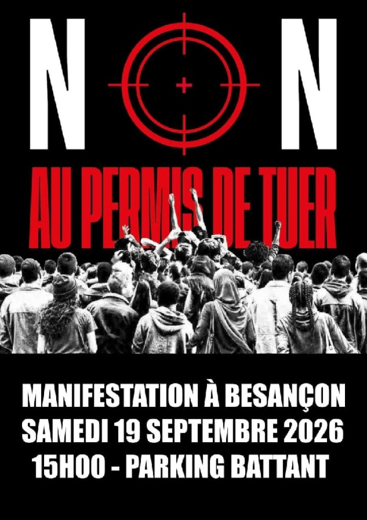 Besan&ccedil;on : appel &agrave; mobilisation contre la proposition de loi sur la &ldquo;pr&eacute;somption de l&eacute;gitime d&eacute;fense&rdquo;