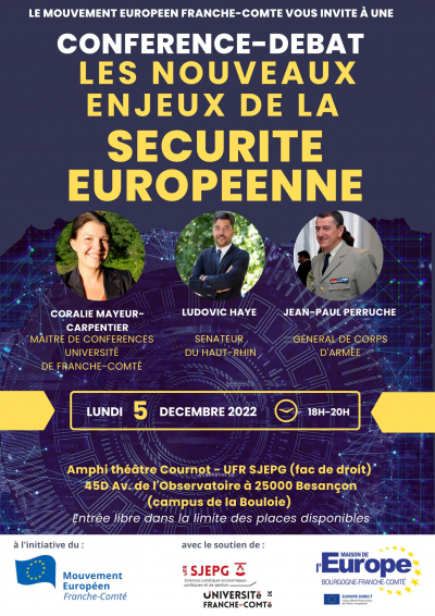 Besan&ccedil;on&nbsp;: conf&eacute;rence sur &laquo;&nbsp;les nouveaux enjeux de la s&eacute;curit&eacute; europ&eacute;enne&nbsp;&raquo;