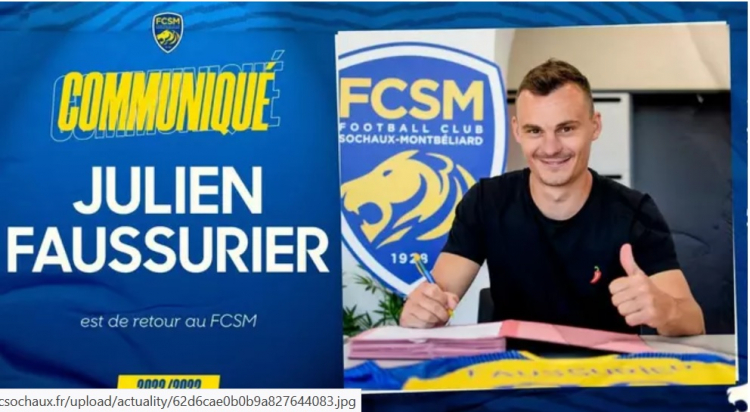 Foot / Ligue 2 : le retour de Julien Faussurier à Sochaux
